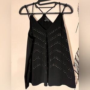 The Limited‎ Tank w/ Double Straps Appliqués V- Neck Black Women’s Large